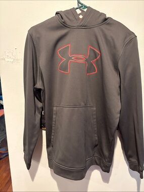 Under Armour Charcoal Hoodie with Red Logo